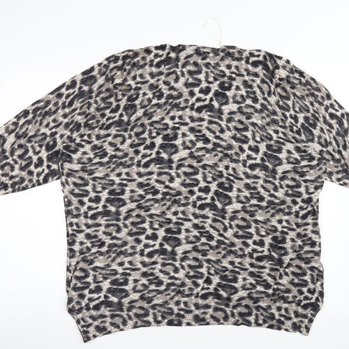 Bm Collection Womens Black Animal Print  Pullover Jumper Size XL