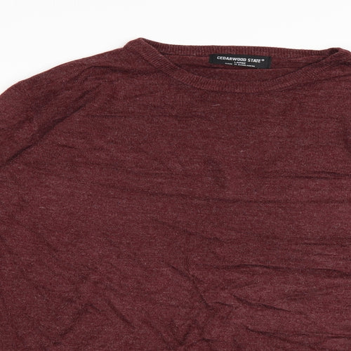 Cedar Wood State Mens Red  Knit Pullover Jumper Size L