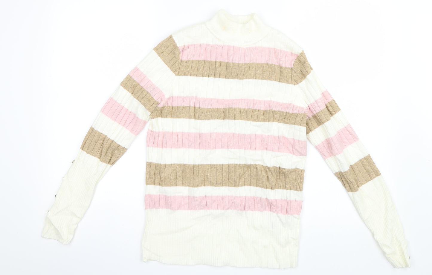 Marks and Spencer Womens Pink Striped Knit Pullover Jumper Size 12