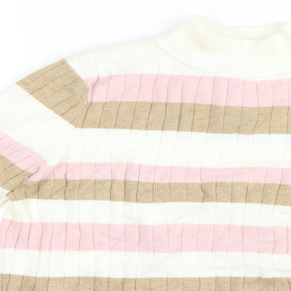 Marks and Spencer Womens Pink Striped Knit Pullover Jumper Size 12