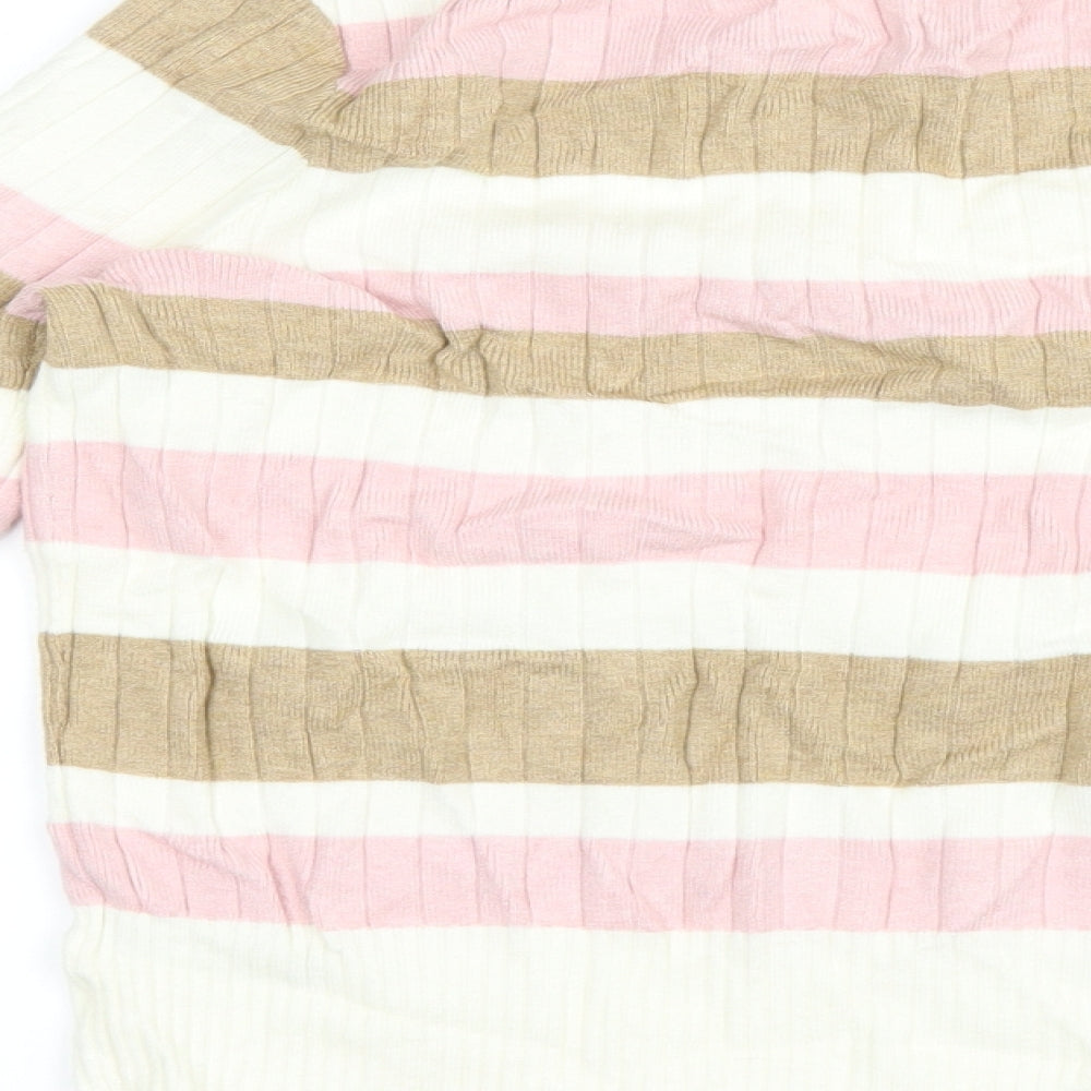 Marks and Spencer Womens Pink Striped Knit Pullover Jumper Size 12