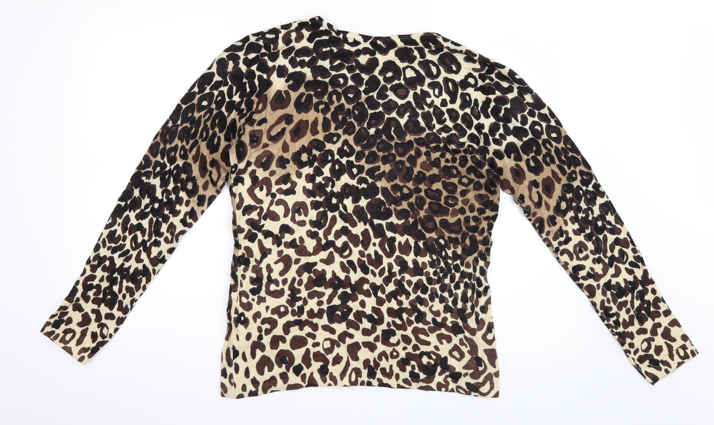 Punt Roma Womens Brown Animal Print Knit Pullover Jumper Size S