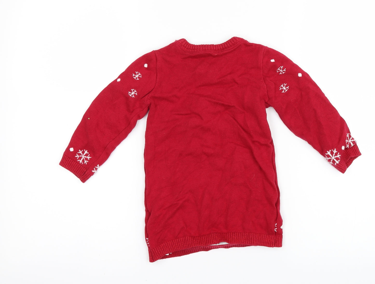 Primark Girls Red  Knit Jumper Dress  Size 18-24 Months  - Christmas Minnie Mouse