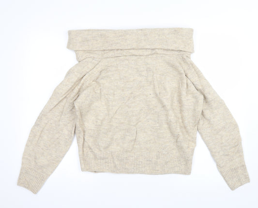Front view of H&M women’s beige knit jumper, size XS