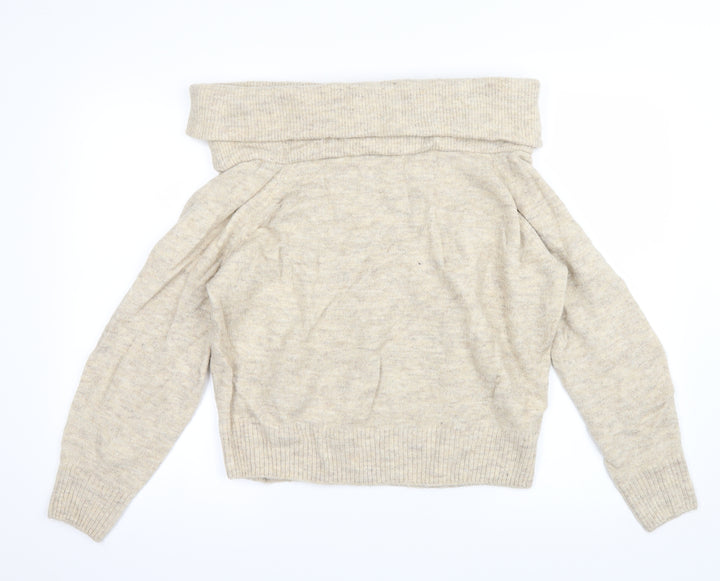 H&M Womens Beige  Knit Pullover Jumper Size XS