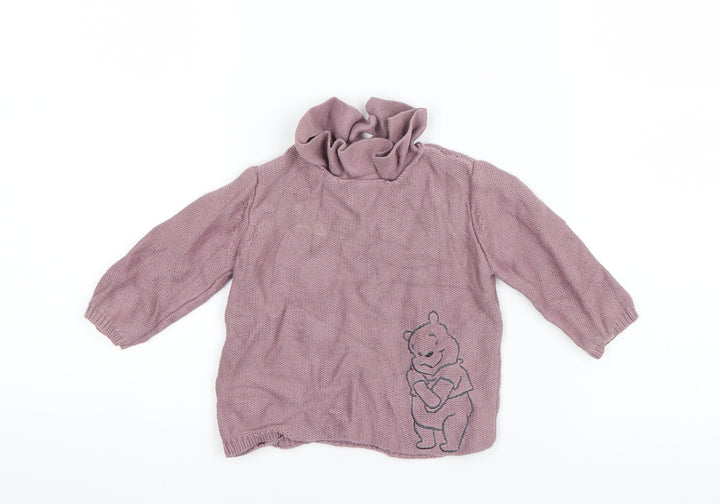 George Girls Purple Knit Pullover Jumper Size 3-6 Months - Winnie The Pooh