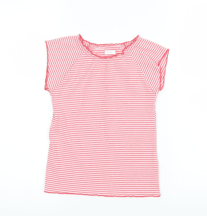 NEXT Girls Red Striped  Basic T-Shirt Size 9 Years