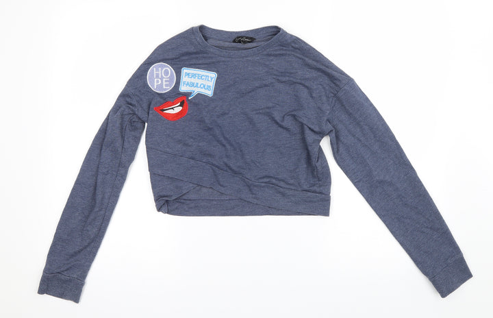 Candy Couture Girls Blue Pullover Jumper Size 12 Years - Cropped