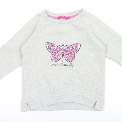 Young Dimension Girls Grey   Pullover Jumper Size 7-8 Years  - Butterfly