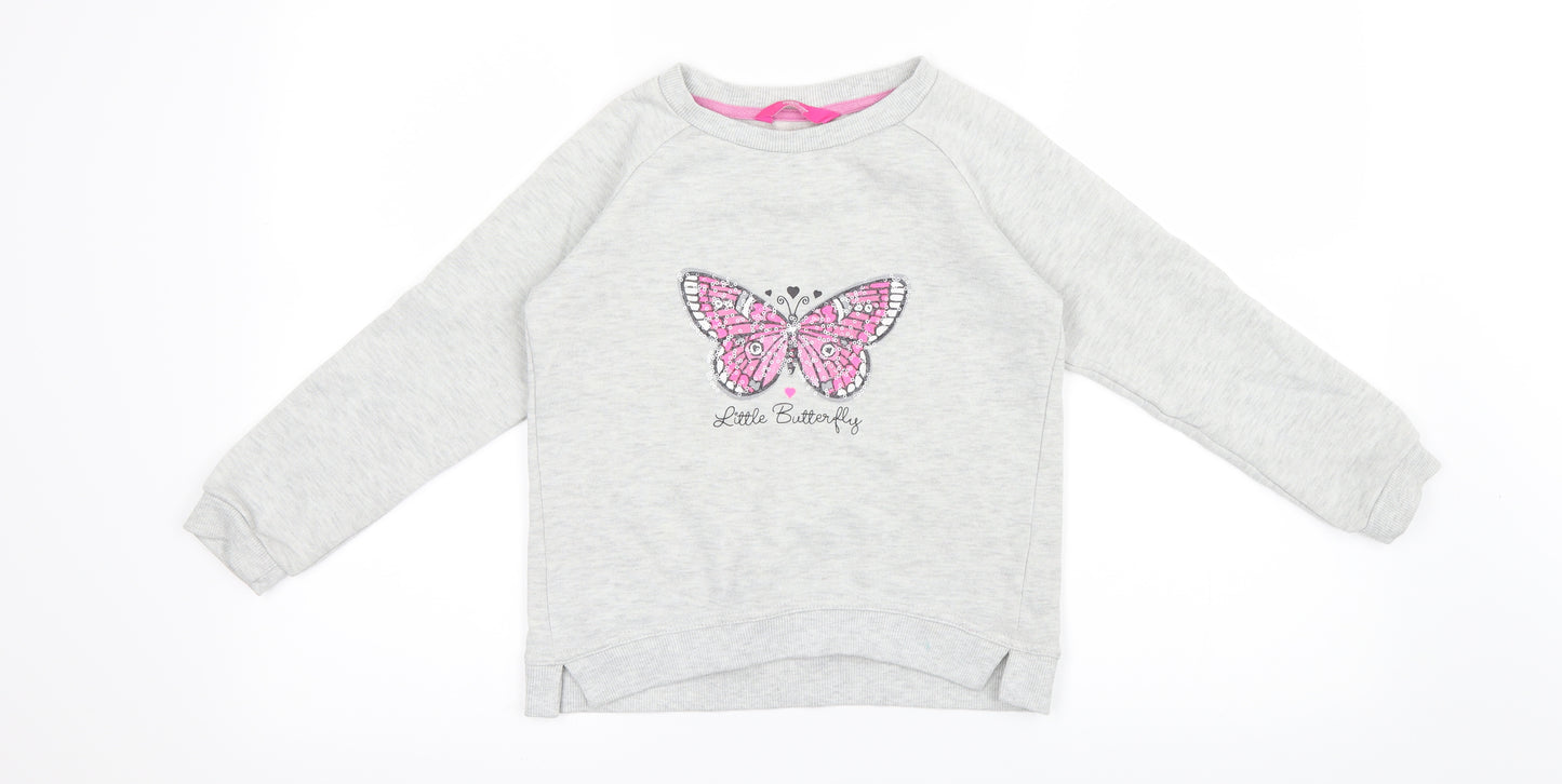 Young Dimension Girls Grey   Pullover Jumper Size 7-8 Years  - Butterfly