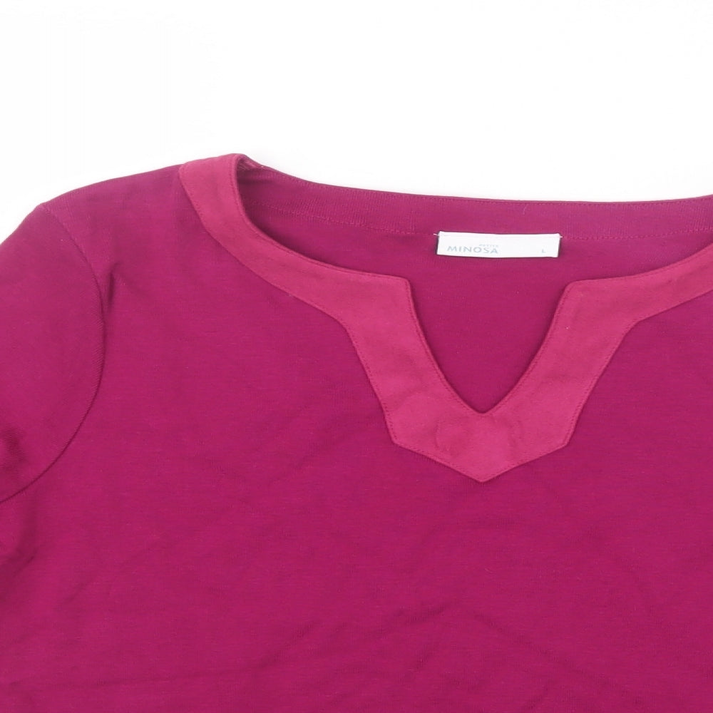 Minosa Womens Pink  Knit Pullover Jumper Size L