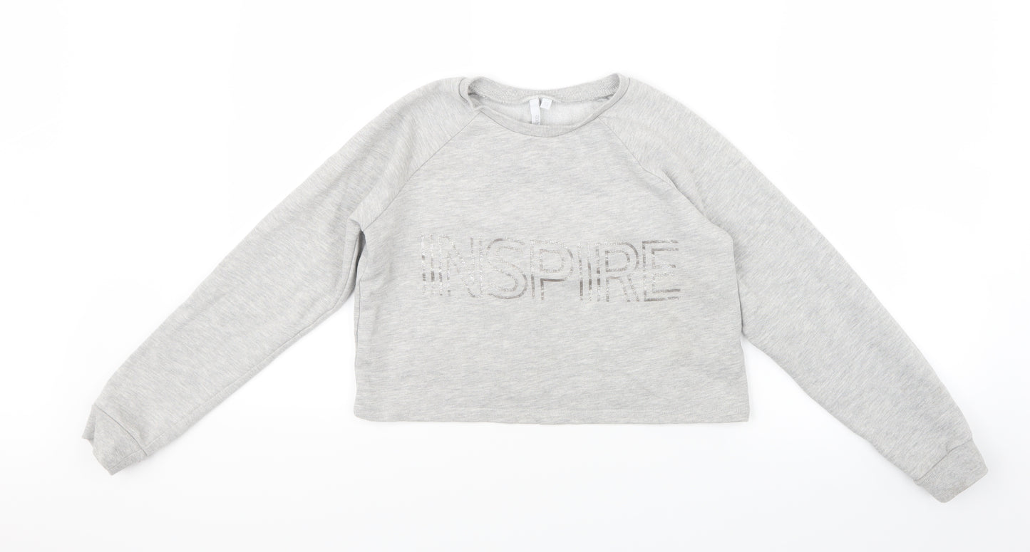 Matalan Girls Grey   Pullover Jumper Size 13 Years  - Cropped