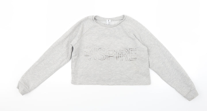 Matalan Girls Grey   Pullover Jumper Size 13 Years  - Cropped