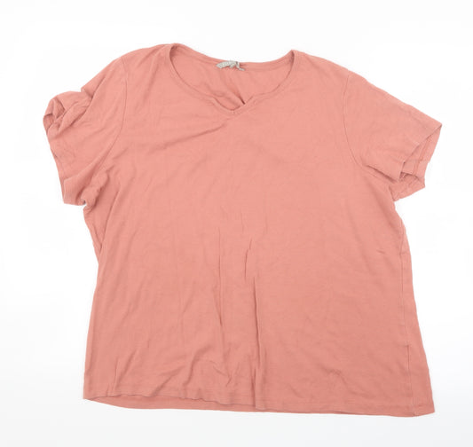 Front view of Pebble Bay women’s pink basic t-shirt, size UK 22