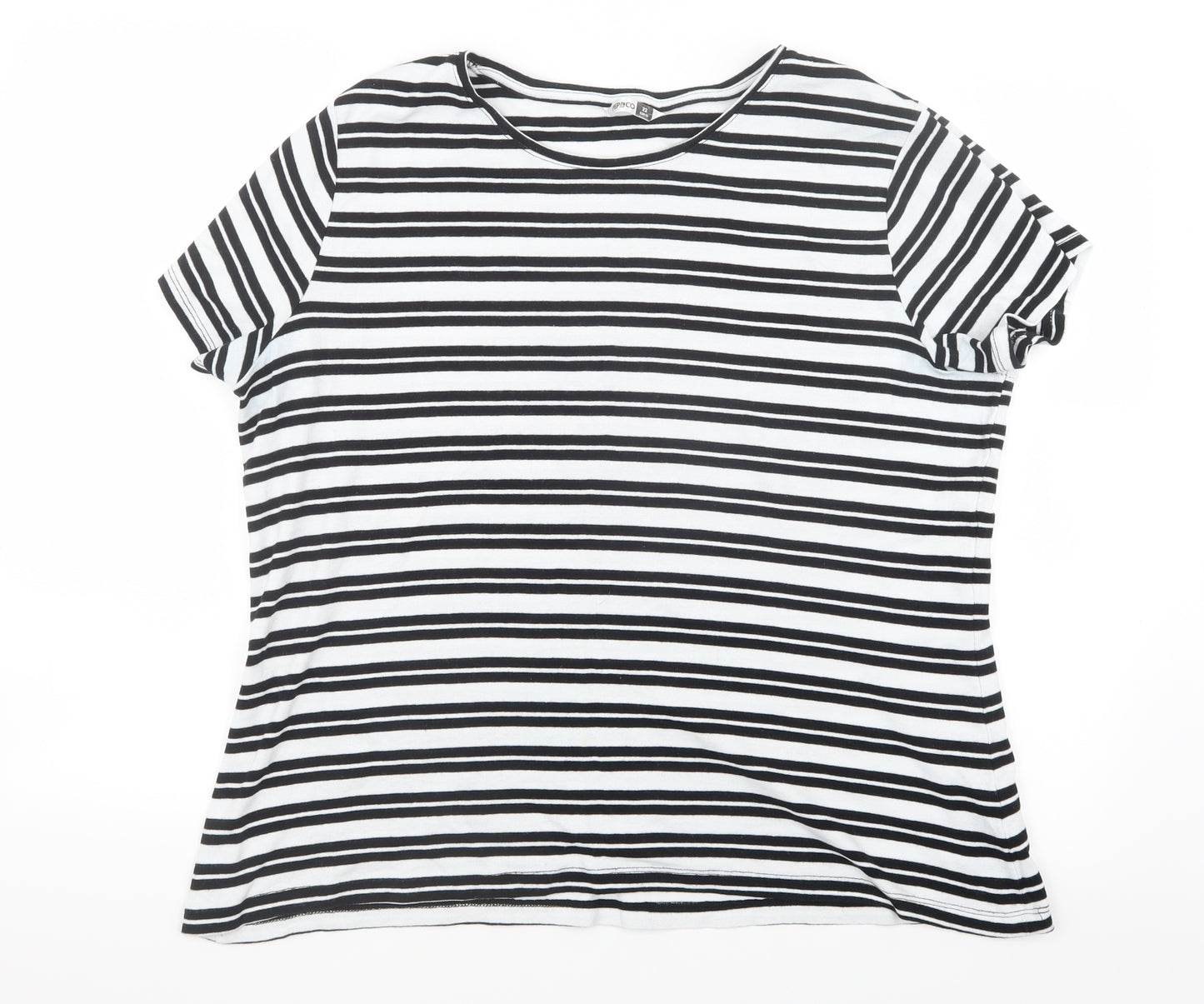 Pep&Co Womens Black Striped  Basic T-Shirt Size 22