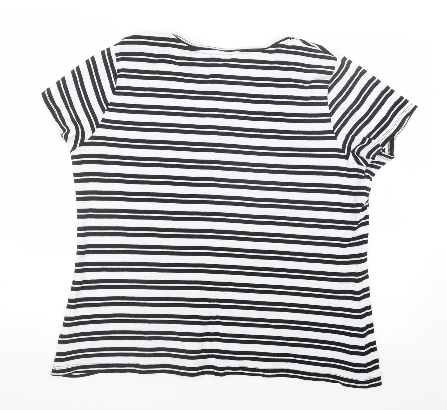 Pep&Co Womens Black Striped  Basic T-Shirt Size 22