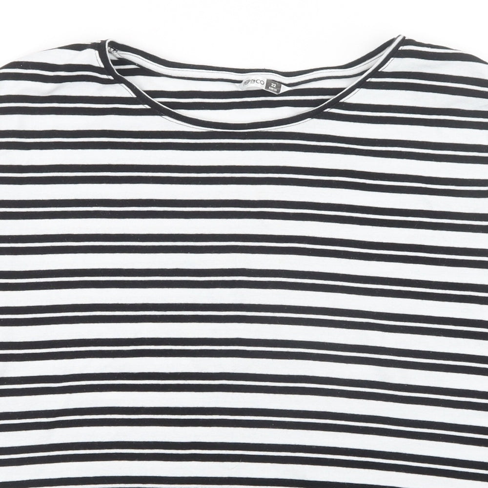 Pep&Co Womens Black Striped  Basic T-Shirt Size 22