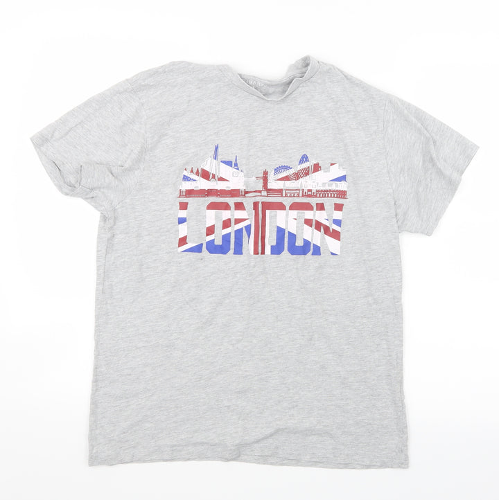 Primark Mens Grey    T-Shirt Size M  - London