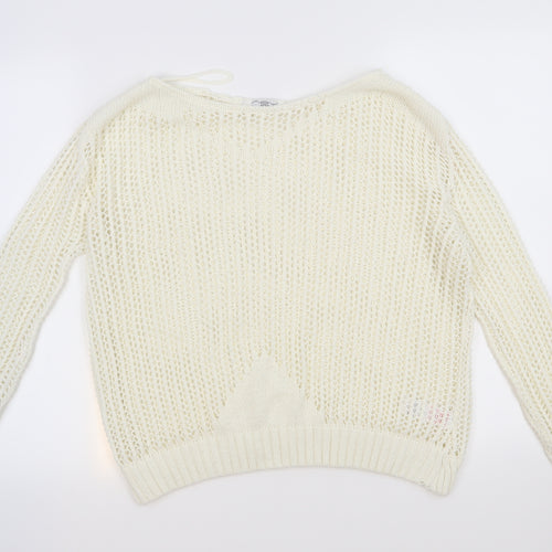 New Look Womens Ivory  Knit Pullover Jumper Size L