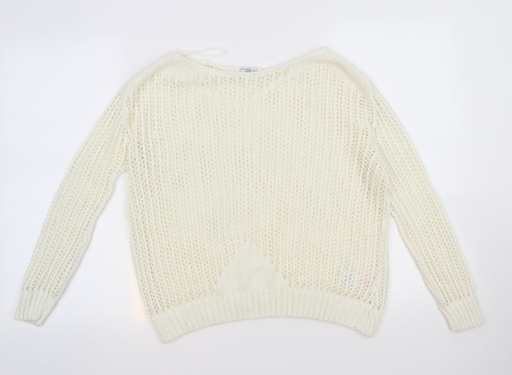 New Look Womens Ivory  Knit Pullover Jumper Size L