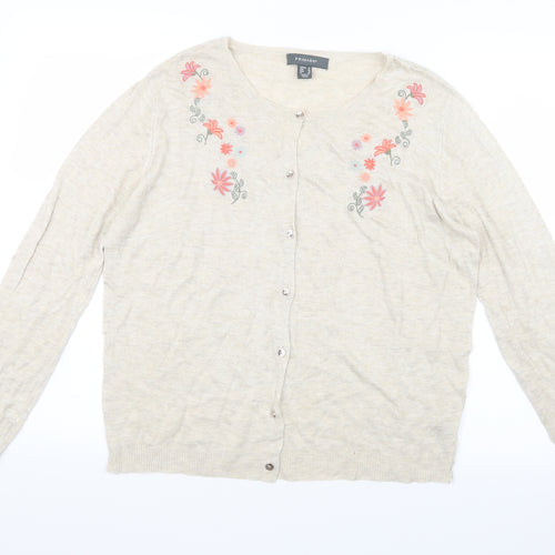 Primark Womens Beige  Knit Cardigan Jumper Size 14