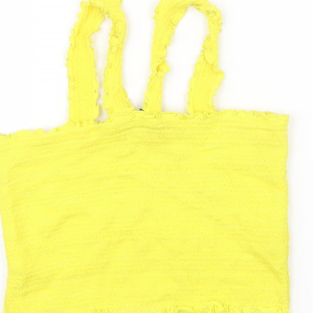 Primark Womens Yellow   Cropped T-Shirt Size 12