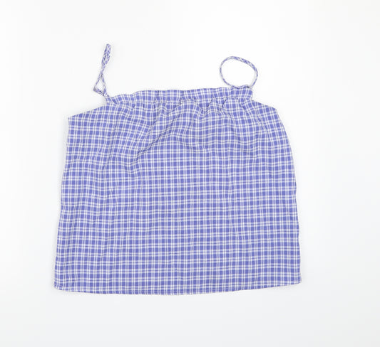Front view of VILA Clothes women’s blue check camisole tank, size UK 10
