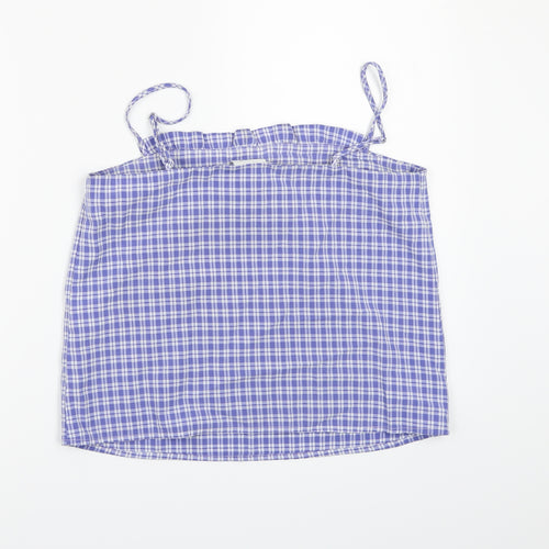 Vila Clothes Womens Blue Check  Camisole Tank Size 10