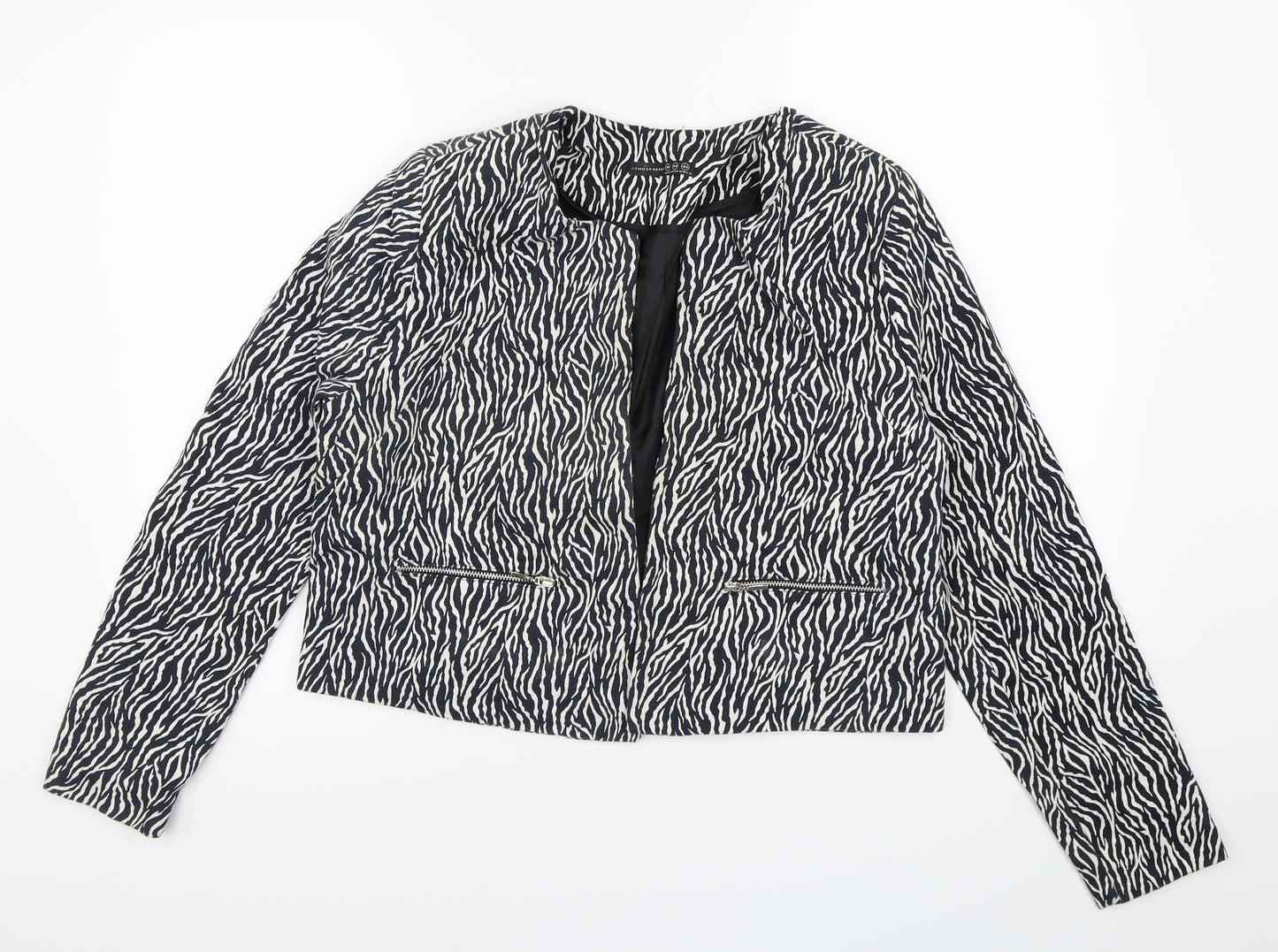 Atmosphere Womens Black Animal Print  Jacket Blazer Size 16