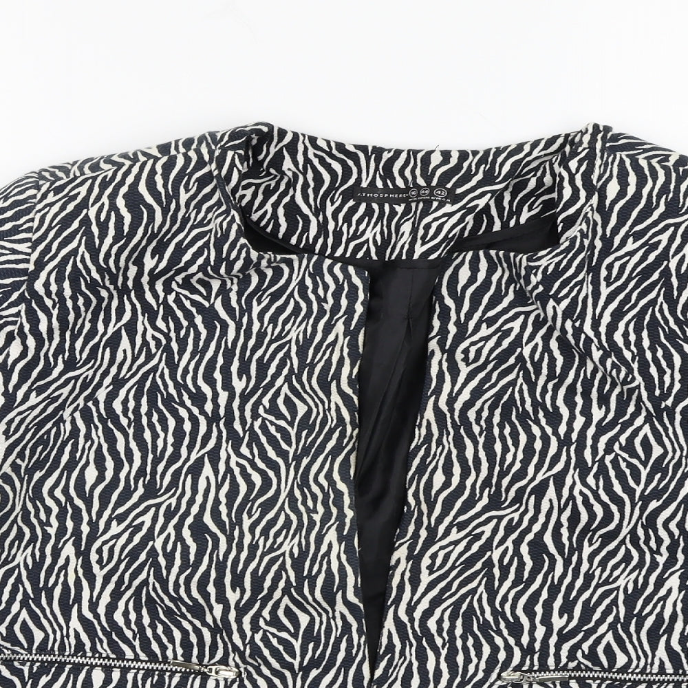 Atmosphere Womens Black Animal Print  Jacket Blazer Size 16