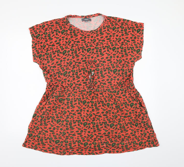 Studio Womens Red Animal Print Basic T-Shirt Size 20