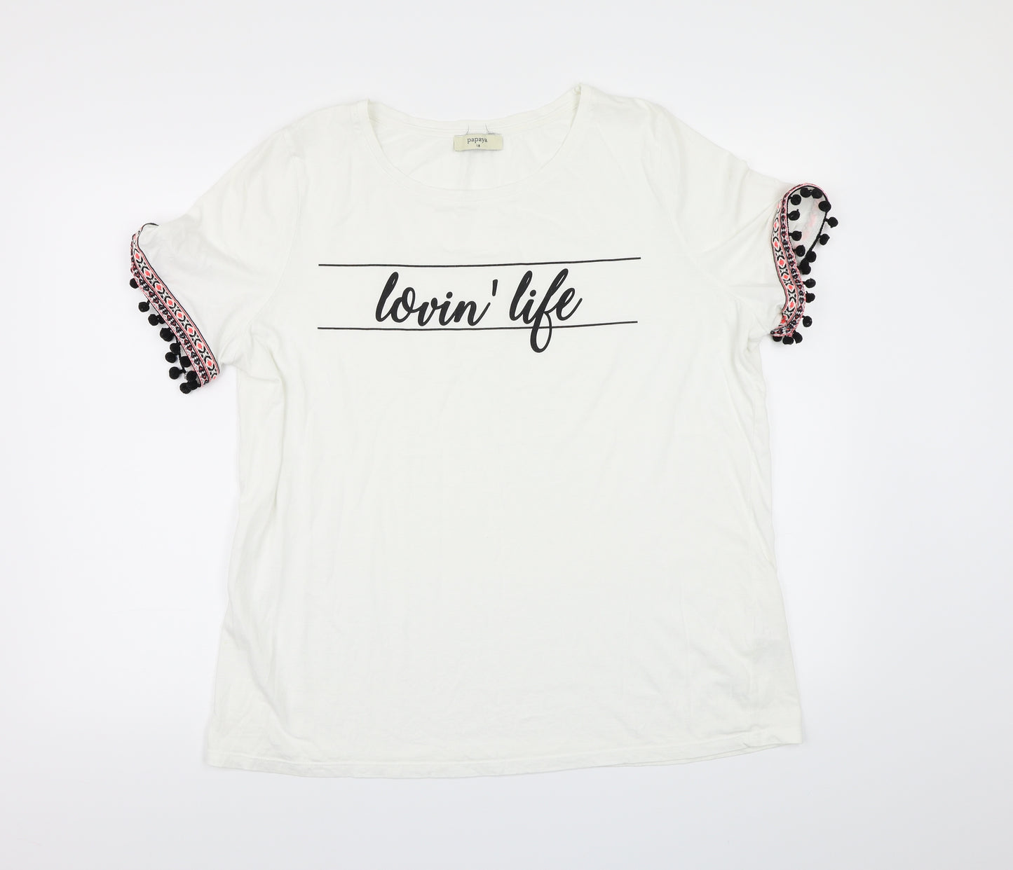 Papaya Womens White   Basic T-Shirt Size 18