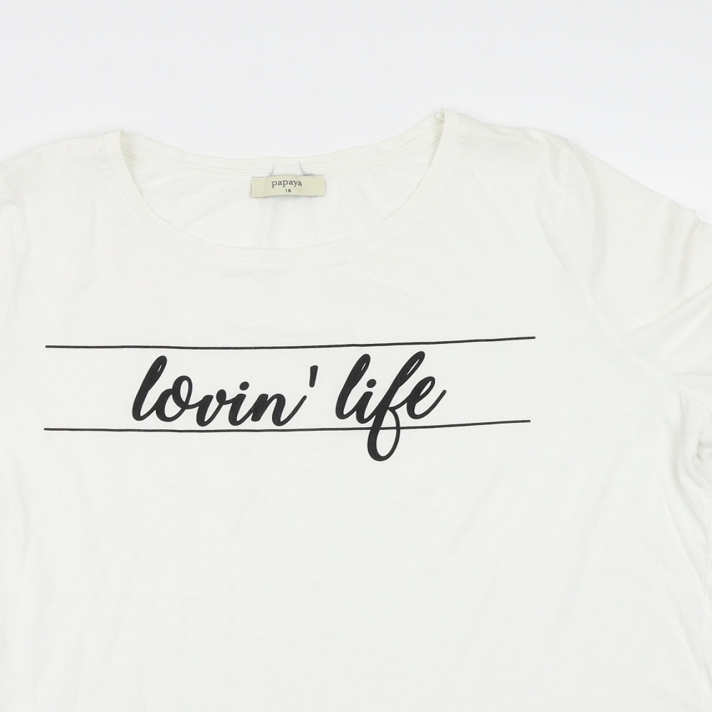 Papaya Womens White   Basic T-Shirt Size 18