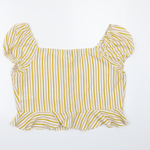Primark Womens Yellow Striped  Basic Blouse Size 20