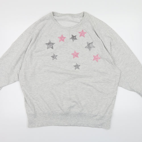 George Womens Grey  Jersey Top Pyjama Top Size 16  - Star print