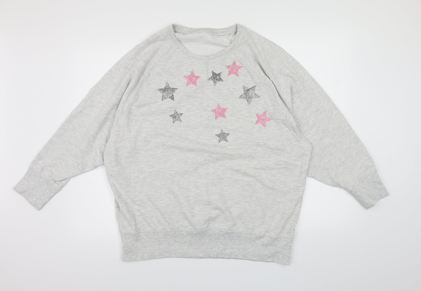 George Womens Grey  Jersey Top Pyjama Top Size 16  - Star print