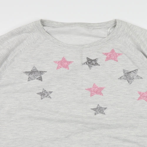 George Womens Grey  Jersey Top Pyjama Top Size 16  - Star print
