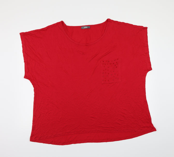Studio Womens Red   Basic T-Shirt Size 20