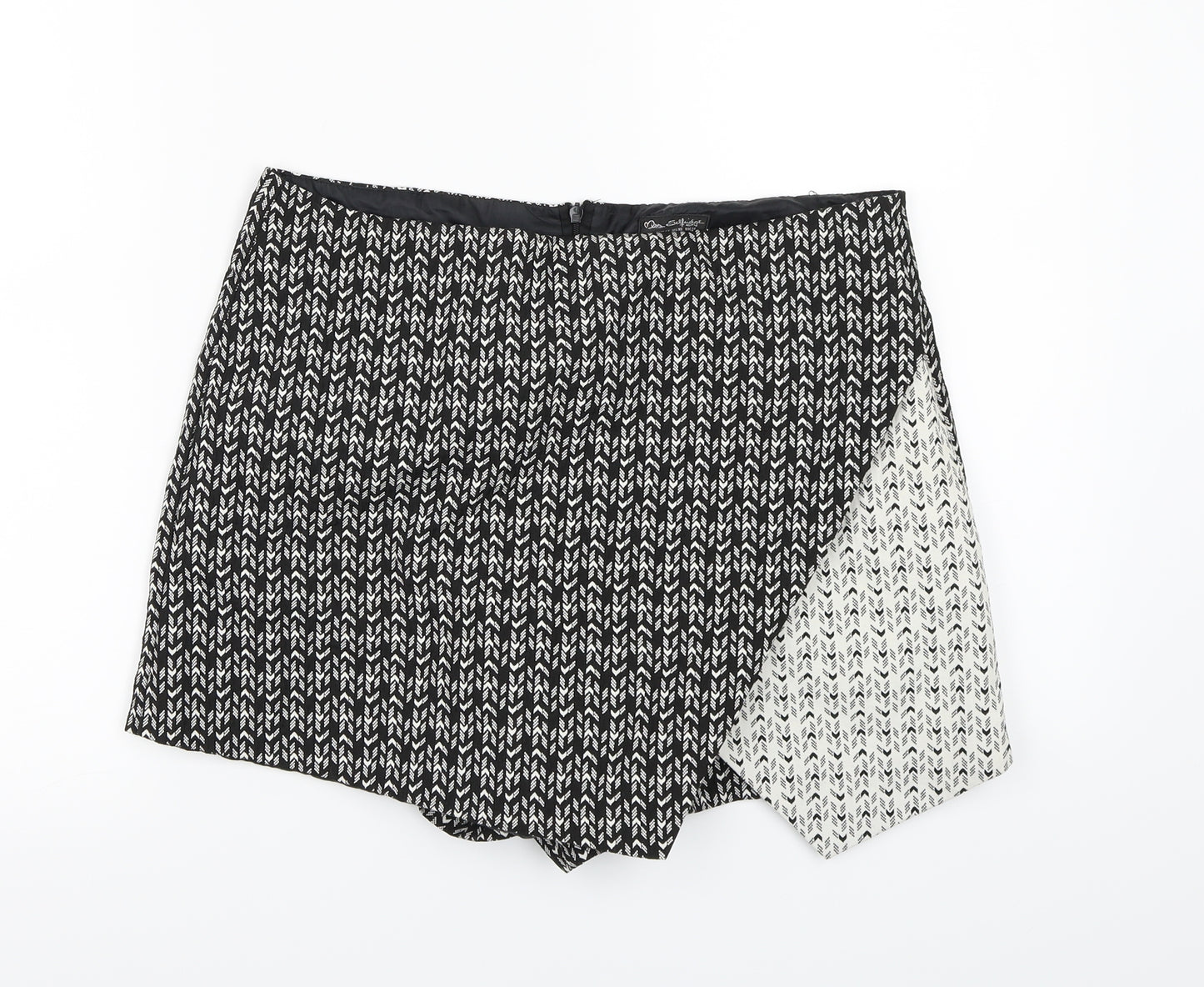 Miss Selfridge Womens Black Geometric  A-Line Skort Size 14