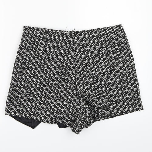 Miss Selfridge Womens Black Geometric  A-Line Skort Size 14
