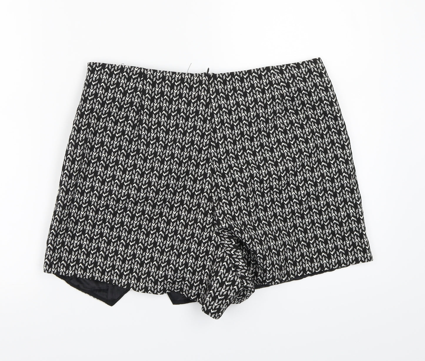 Miss Selfridge Womens Black Geometric  A-Line Skort Size 14