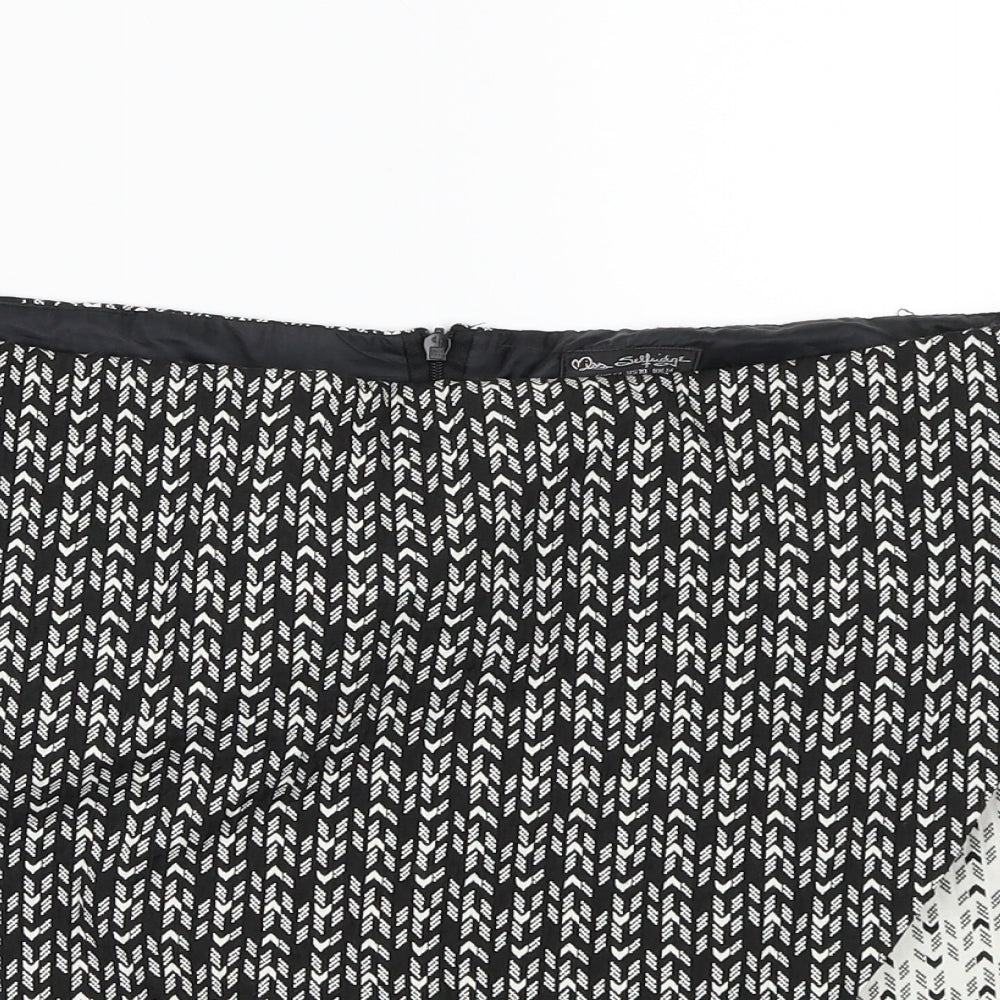 Miss Selfridge Womens Black Geometric  A-Line Skort Size 14