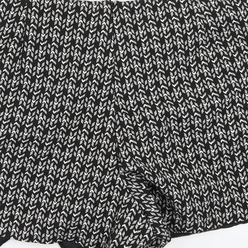 Miss Selfridge Womens Black Geometric  A-Line Skort Size 14