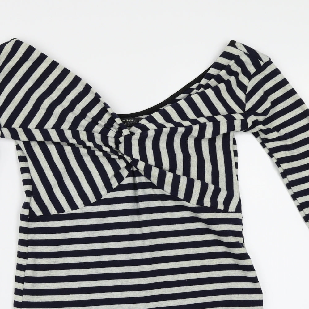 GAVI DI GAVI Womens Blue Striped  A-Line  Size M