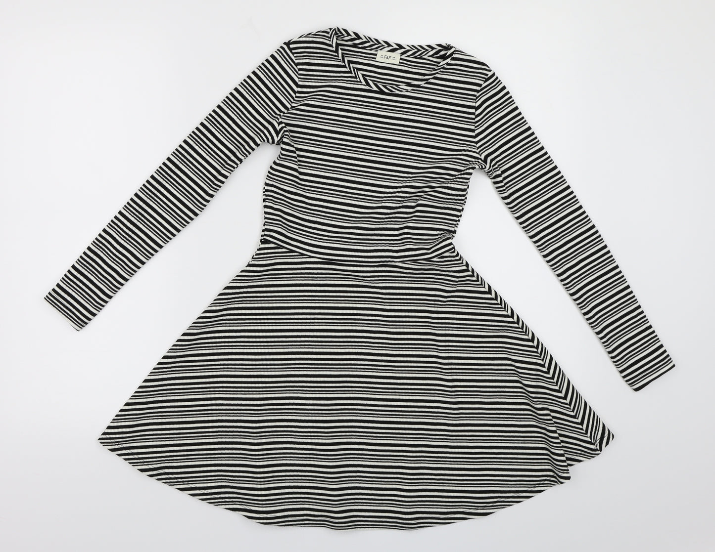 F&F Girls Black Striped  A-Line  Size 9-10 Years