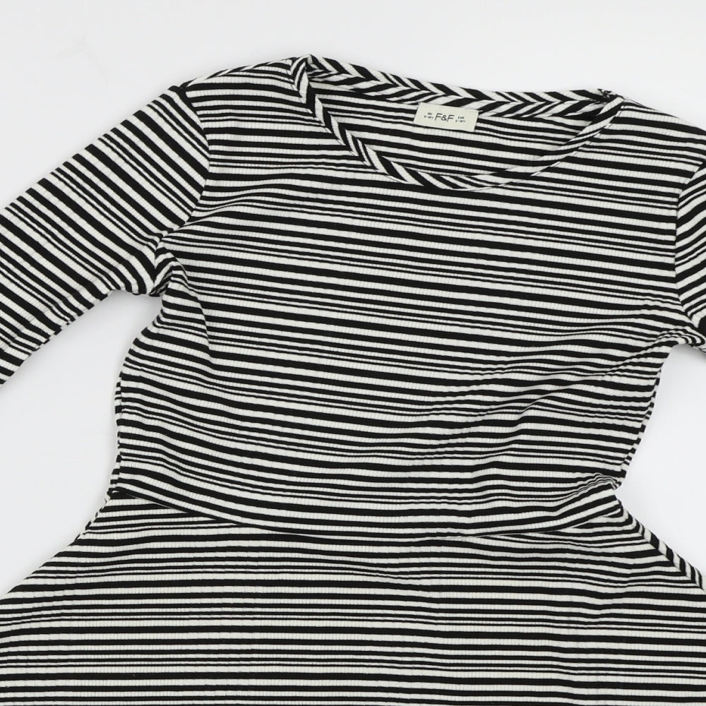 F&F Girls Black Striped  A-Line  Size 9-10 Years