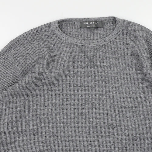 Primark Mens Grey  Knit Pullover Jumper Size S
