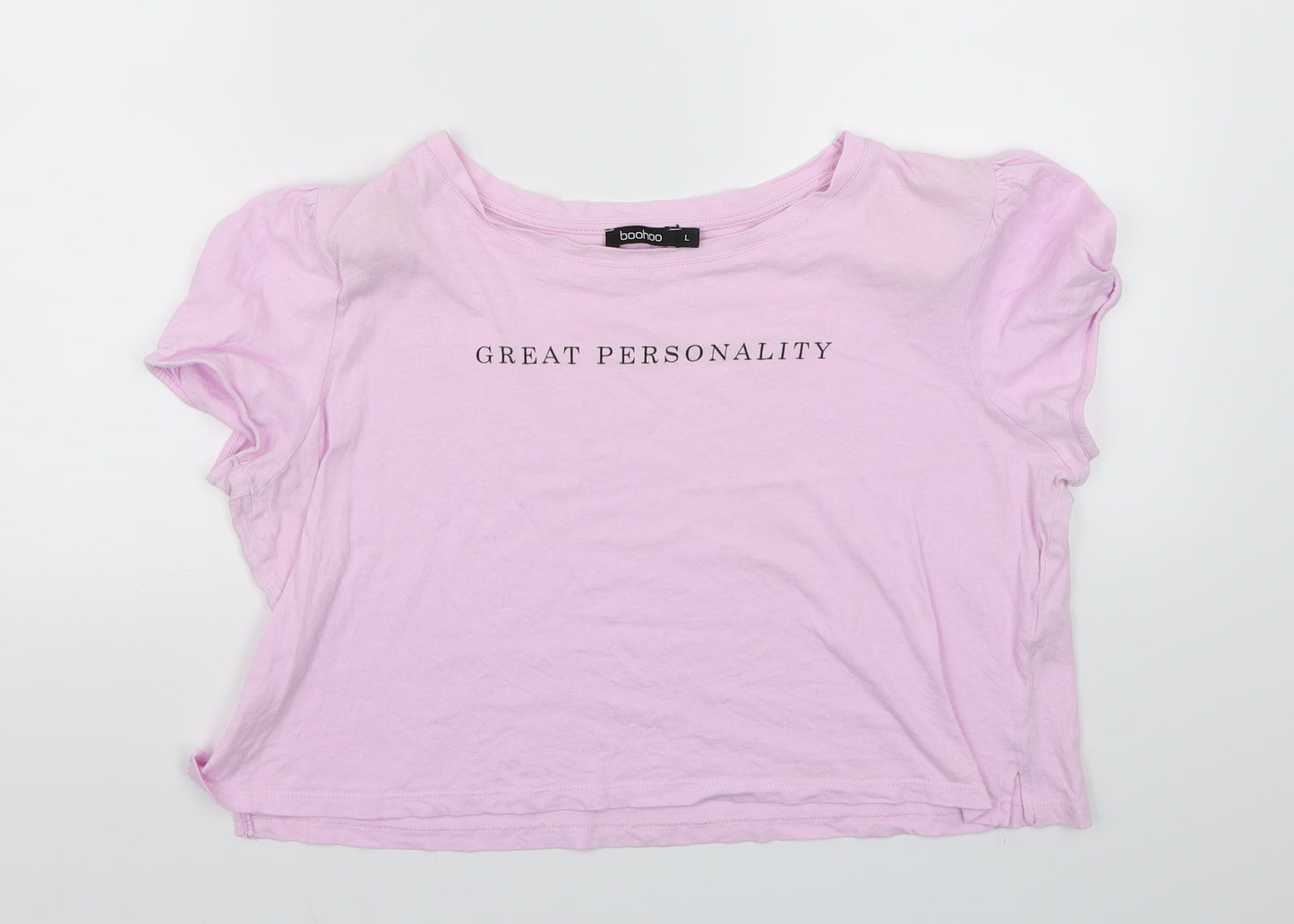 Boohoo Womens Purple   Cropped T-Shirt Size L