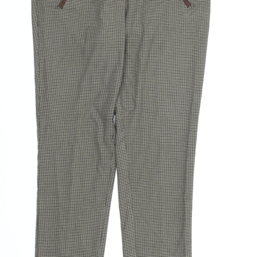 NEXT Womens Brown Check Rayon Trousers  Size 10 L28 in