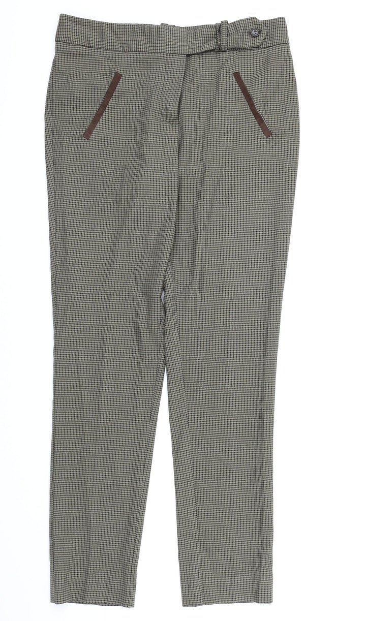 NEXT Womens Brown Check Rayon Trousers  Size 10 L28 in